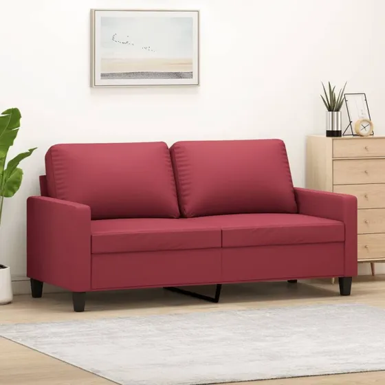 2-personers sofa 140 cm i vinrød kunstlæder