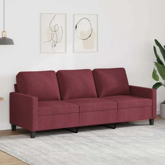 3-personers sofa 180 cm i vinrdt stof