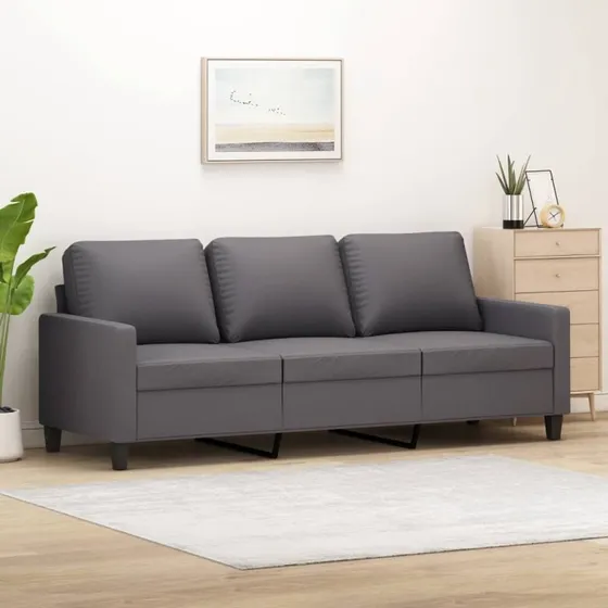 3-personers sofa 180 cm i grt kunstlder