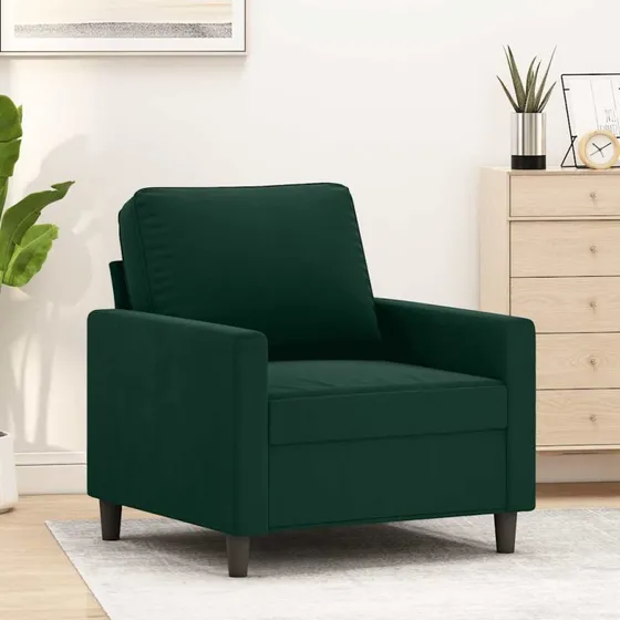 Lænestol i velour 60 cm – lysegrøn, polstret & metalstel