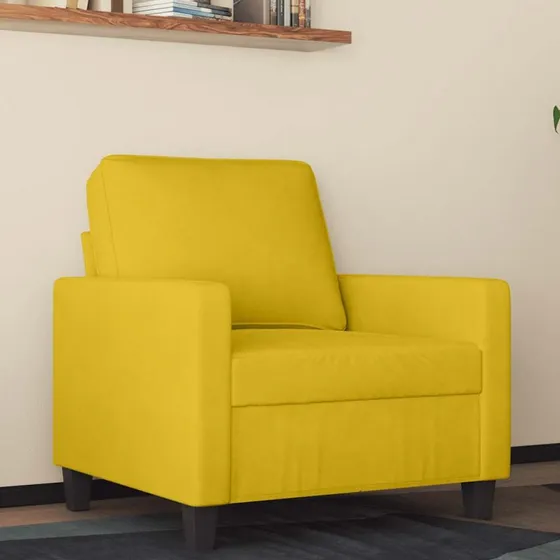 Lænestol 60 cm i gul velour med metalstel
