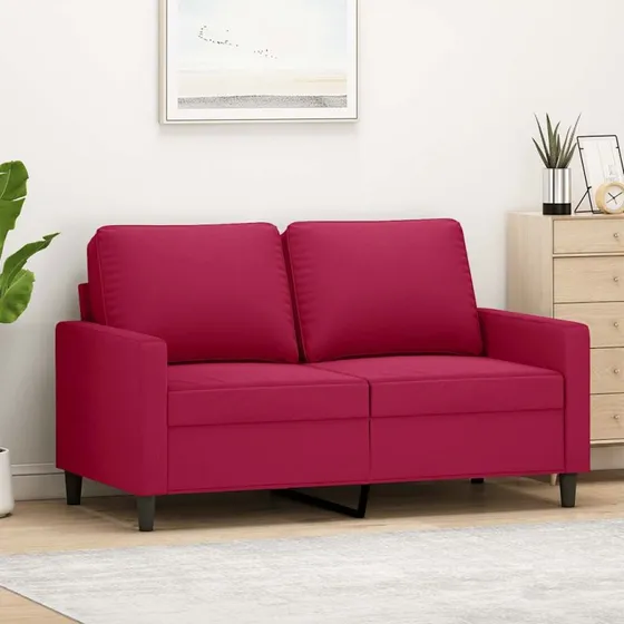 2-personers fløjlssofa 120 cm - vinrød