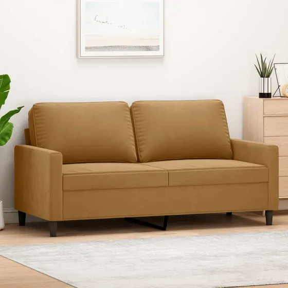 2-personers fløjlssofa 140 cm – brun