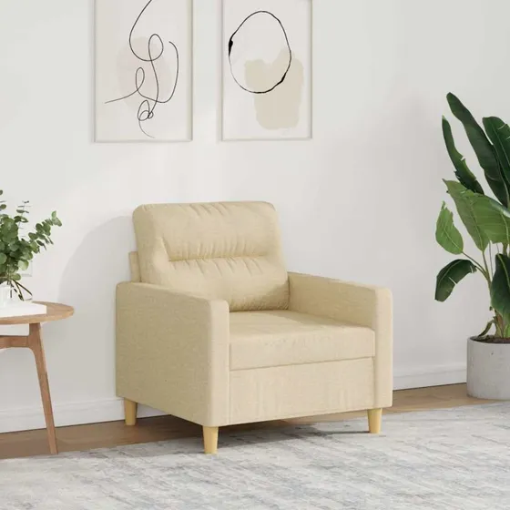 Lænestol 60 cm i creme stof med metalstel