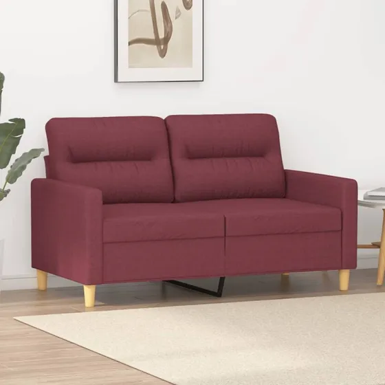 2-personers sofa 120 cm i vinrødt stof