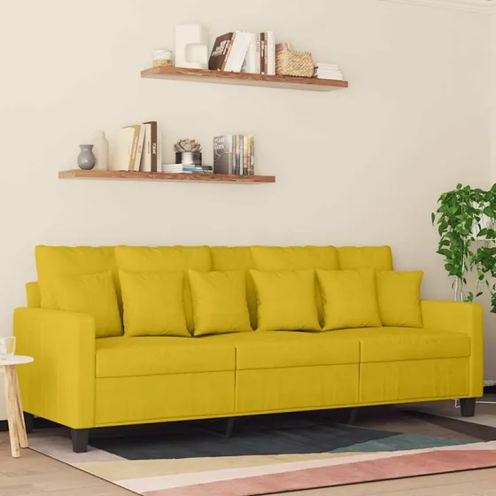3-personers velour sofa 180 cm – gul