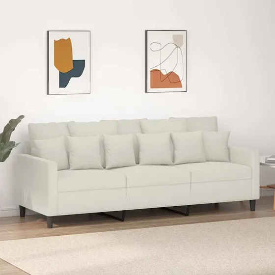 3-personers sofa 180 cm i creme fløjl