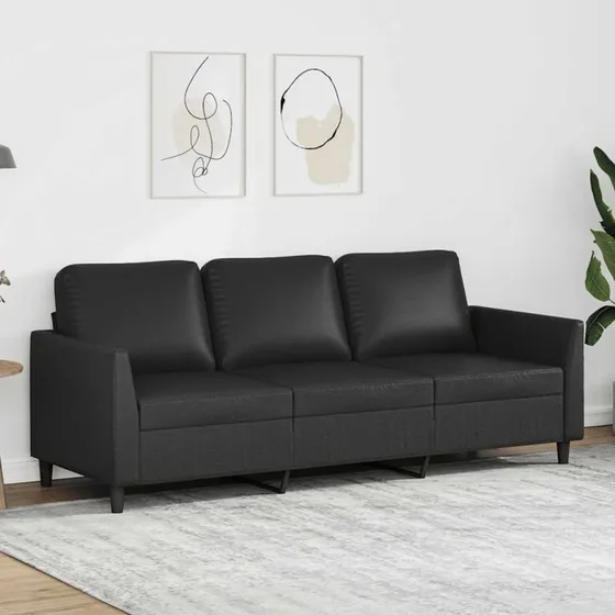 3-personers sofa 180 cm i sort kunstlder