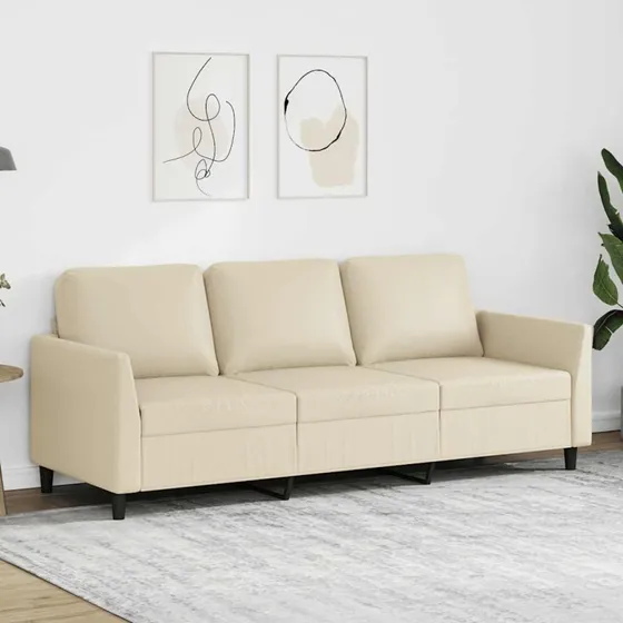 3-personers sofa 180 cm i creme kunstlder