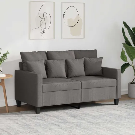 2-personers sofa 120 cm i grbrunt stof, robust metalstel
