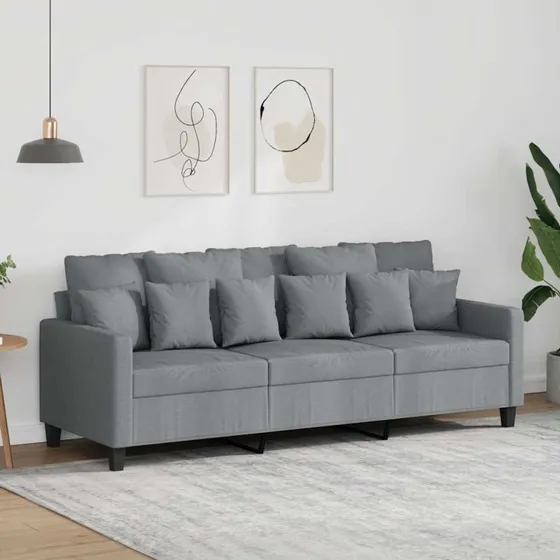 3-personers sofa 180 cm i lysegrt stof