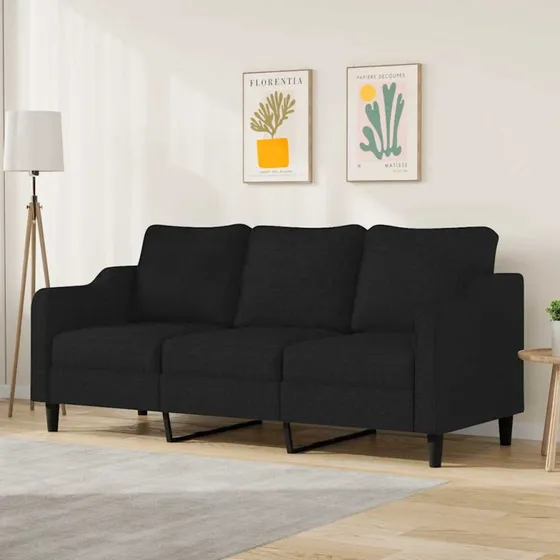 3-personers sofa 180 cm i sort stof