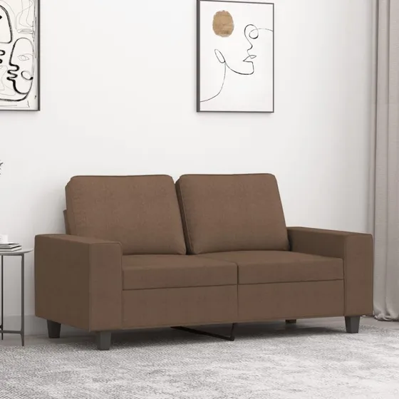 2-personers sofa 120 cm i brunt stof, robust metalstel