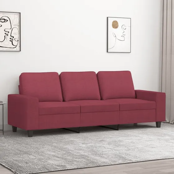 3-personers sofa 180 cm stof vinrød – robust og komfortabel