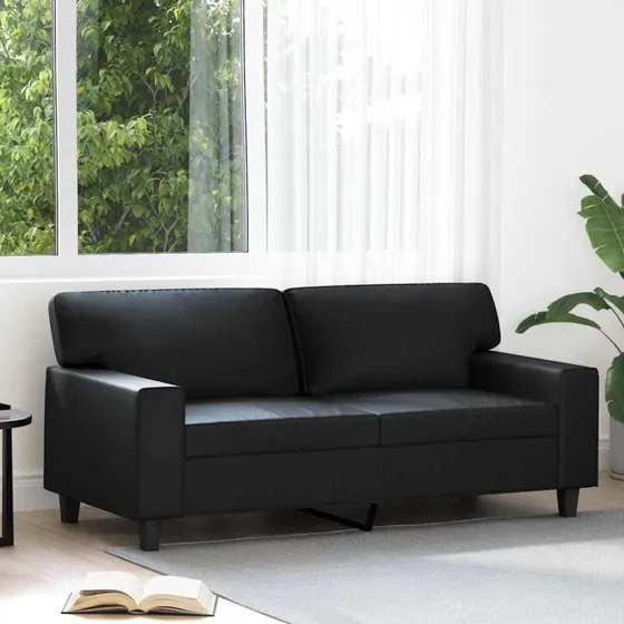 2-personers sofa 140 cm i sort kunstlæder