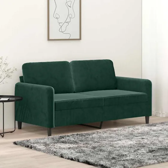 2-personers sofa 140 cm i mørkegrøn fløjl