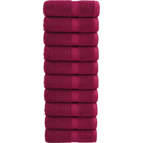 SOLUND premium vaskehåndklæder 10 stk 30x30 cm bordeaux 600 gsm