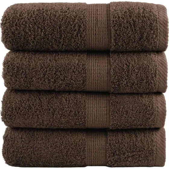 SOLUND Premium vaskehåndklæder 4 stk 30x30 cm 600 gsm brun