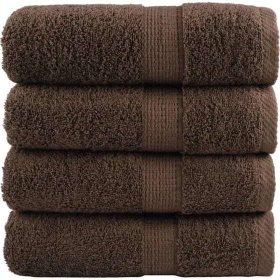 SOLUND Premium gæstehåndklæder 4 stk 30x50 cm 600 gsm (brun)