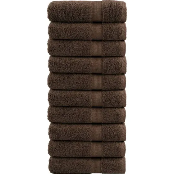 SOLUND Premium håndklæder 10 stk 50x100 cm 600 g/m² Brun