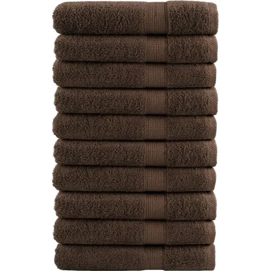 SOLUND Premium hndklder 10 stk 100x200 cm 600 g/m brun