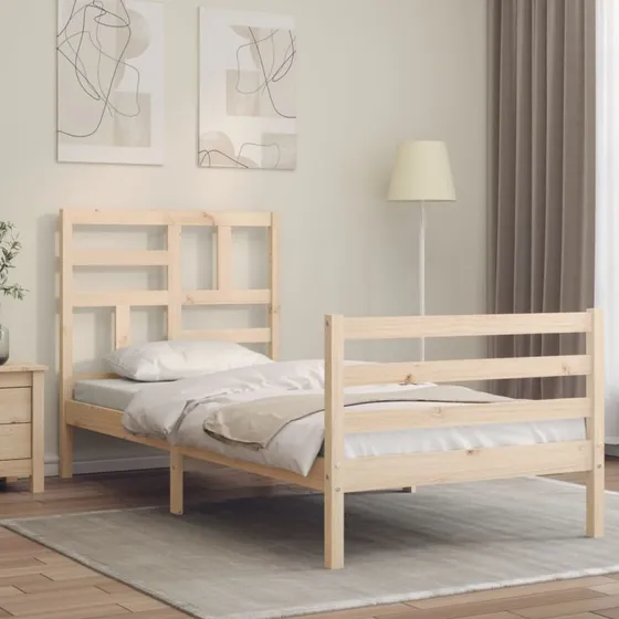Sengeramme 100x200 cm i massivt fyrretræ med sengegavl