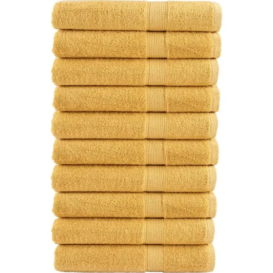 SOLUND Premium hndklder 10 stk 100x200 cm  600 gsm, gylden