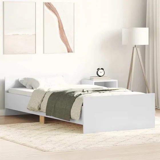 Sengeramme 90x190 cm i hvidt konstrueret træ