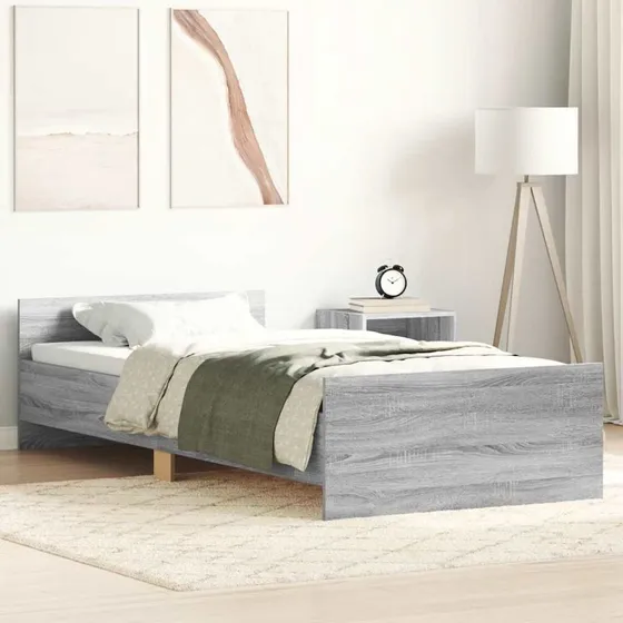 Sengeramme 90x190 cm i konstrueret træ - Grå Sonoma-egetr