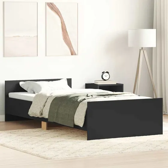 Sengeramme 75x190 cm i sort konstrueret træ