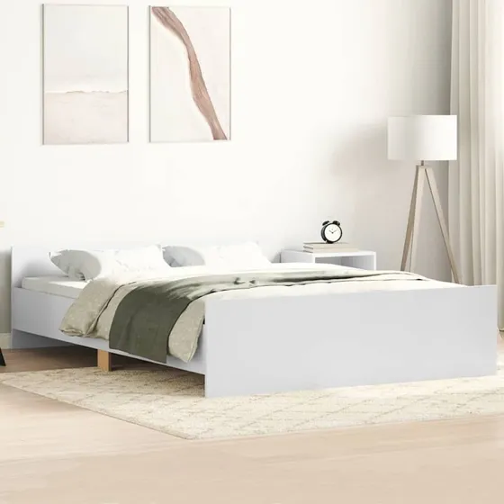 Sengeramme med gavl og fodgærde 140x200 cm - Hvid