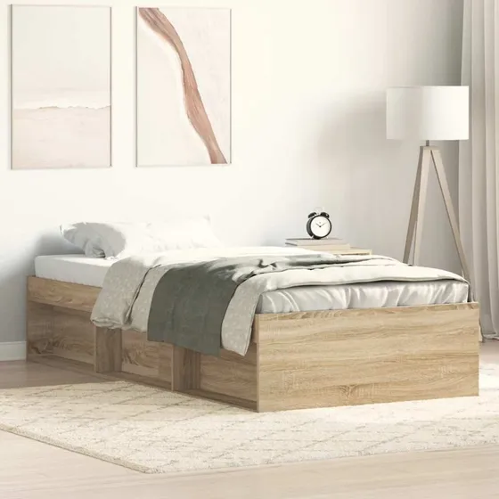 Sengeramme 90x190 cm i sonoma-eg med lameller