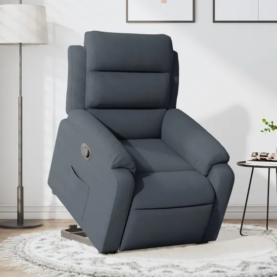 Løftestol velour mørkegrå med elektrisk løft