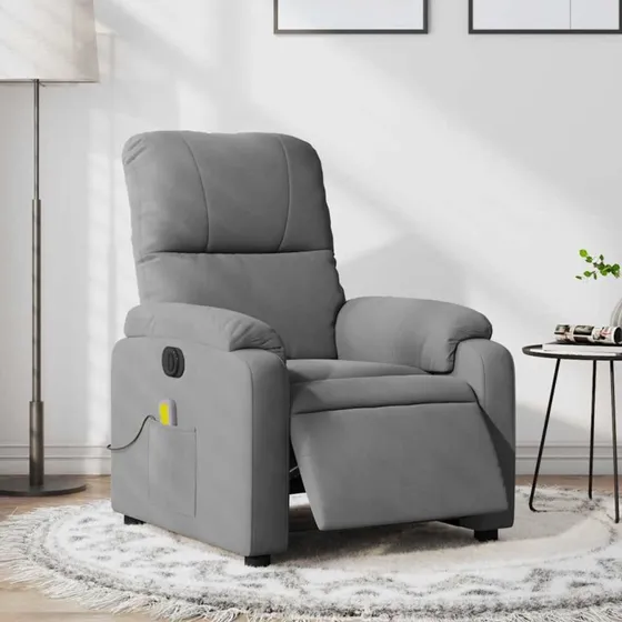 Eldreven massagelænestol i mikrofiber, mørkegrå
