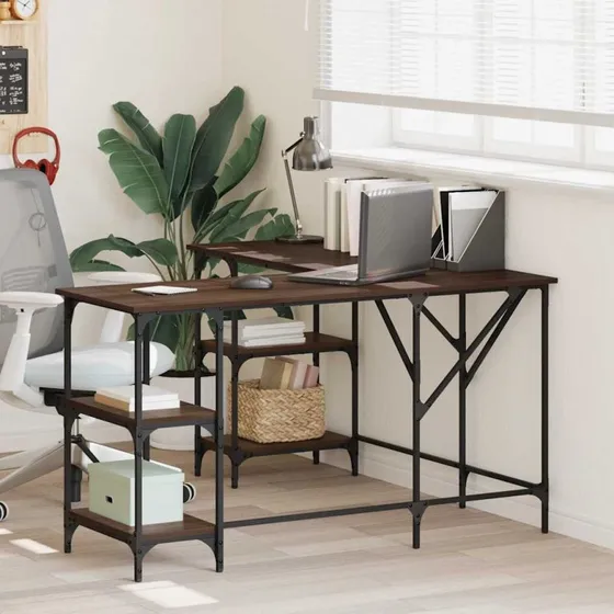 Skrivebord 139x139x75 cm i konstrueret tr  egetrsfarve