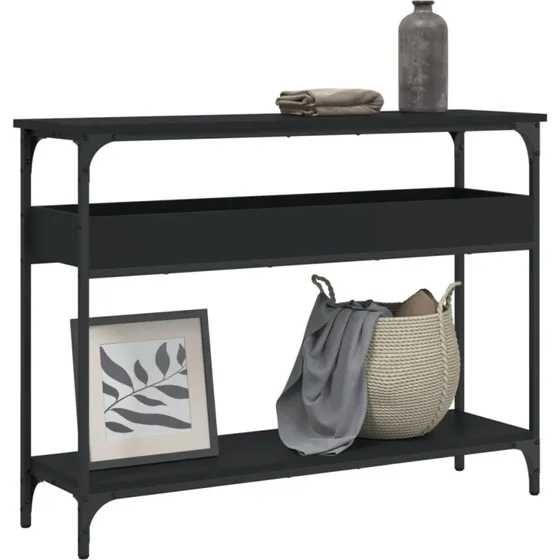 Konsolbord 100x29x75 cm i sort konstrueret træ
