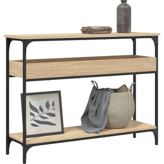Konsolbord med hylde Sonoma eg 100x29x75 cm