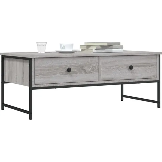 Sofabord 101x49x39,5 cm - Gr Sonoma-eg, 2 skuffer