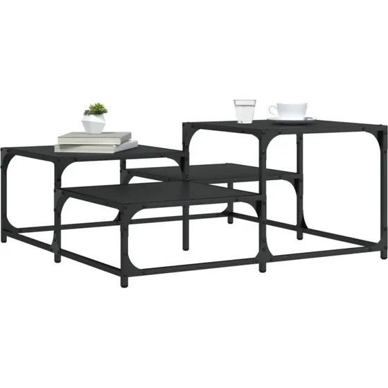 Sofabord firkantet 87,5x87,5x40 cm sort - konstrueret tr