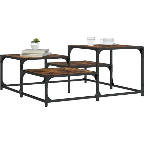 Sofabord 87,5x87,5x40 cm - rget egetrslook