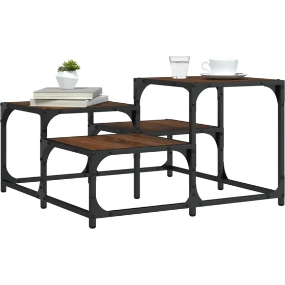 Sofabord 68x68x40 cm i konstrueret tr  egetrsfarve