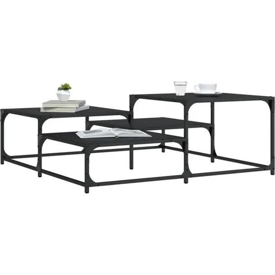 Sofabord 107x107x40 cm – sort konstruktionstræ