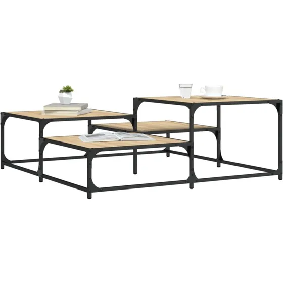 Sofabord 107x107x40 cm i sonoma-eg - firkantet, flerhøjde