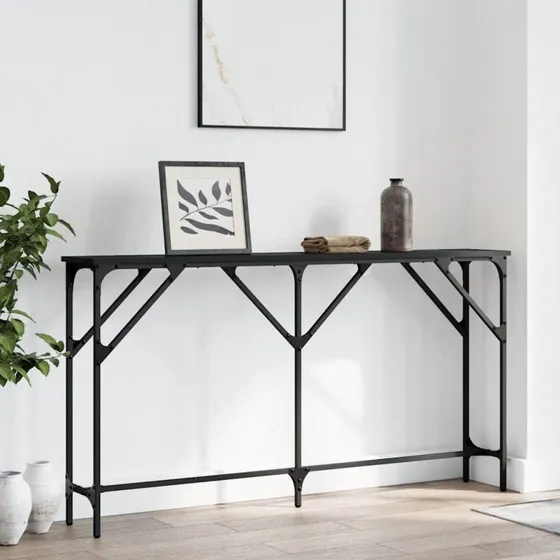 Konsolbord 140x23x75 cm sort – konstrueret træ