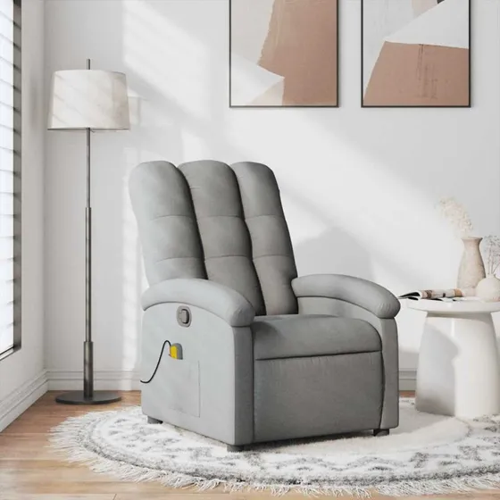 Massagestol i stof lysegrå – komfortabel lænestol