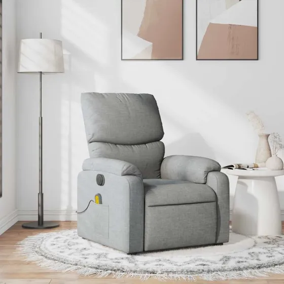 Massagelænestol stof lysegrå – manuel vip 135°