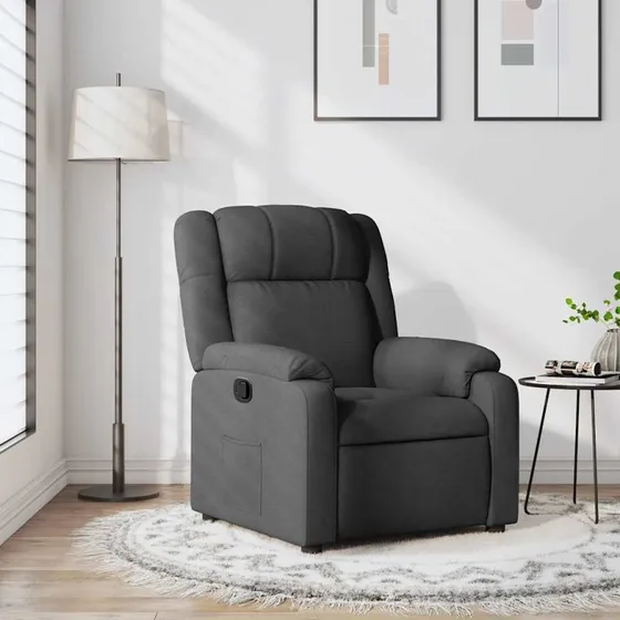 Lænestol mørkegrå stof med manuel recliner
