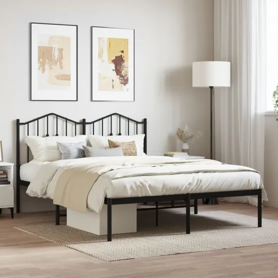 Sengeramme 140x200 cm med sengegavl – Sort metal