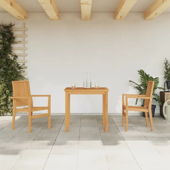 Spisebordssæt til haven i massivt teak 3 dele