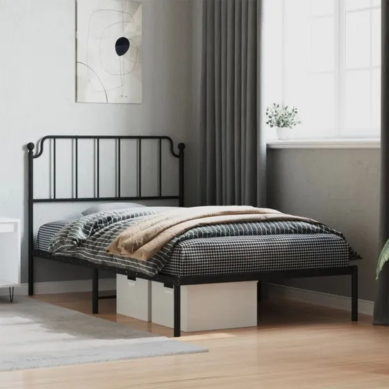 Sengeramme med sengegavl 107x203 cm - Sort metal